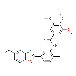 ChemSpider 2D Image | N-[5-(5-Isopropyl-1,3-benzoxazol-2-yl)-2-methylphenyl]-3,4,5-trimethoxybenzamide | C27H28N2O5