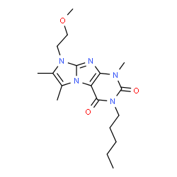 ChemSpider 2D Image | 8-(2-Methoxyethyl)-1,6,7-trimethyl-3-pentyl-1H-imidazo[2,1-f]purine-2,4(3H,8H)-dione | C18H27N5O3
