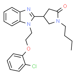 ChemSpider 2D Image | 1-Butyl-4-{1-[2-(2-chlorophenoxy)ethyl]-1H-benzimidazol-2-yl}-2-pyrrolidinone | C23H26ClN3O2