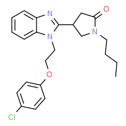 ChemSpider 2D Image | 1-Butyl-4-{1-[2-(4-chlorophenoxy)ethyl]-1H-benzimidazol-2-yl}-2-pyrrolidinone | C23H26ClN3O2