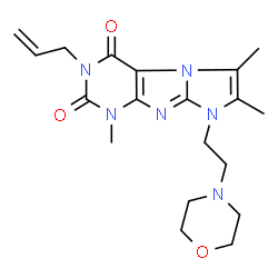 ChemSpider 2D Image | 3-Allyl-1,6,7-trimethyl-8-[2-(4-morpholinyl)ethyl]-1H-imidazo[2,1-f]purine-2,4(3H,8H)-dione | C19H26N6O3