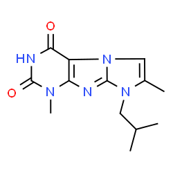 ChemSpider 2D Image | 8-Isobutyl-1,7-dimethyl-1H-imidazo[2,1-f]purine-2,4(3H,8H)-dione | C13H17N5O2