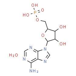 ChemSpider 2D Image | [5-(6-aminopurin-9-yl)-3,4-dihydroxy-tetrahydrofuran-2-yl]methyl dihydrogen phosphate hydrate | C10H16N5O8P