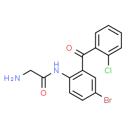 ChemSpider 2D Image | N-[4-Bromo-2-(2-chlorobenzoyl)phenyl]glycinamide | C15H12BrClN2O2