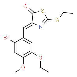 ChemSpider 2D Image | (4Z)-4-(2-Bromo-5-ethoxy-4-methoxybenzylidene)-2-(ethylsulfanyl)-1,3-thiazol-5(4H)-one | C15H16BrNO3S2