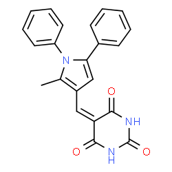 ChemSpider 2D Image | 5-[(2-Methyl-1,5-diphenyl-1H-pyrrol-3-yl)methylene]-2,4,6(1H,3H,5H)-pyrimidinetrione | C22H17N3O3