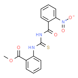 ChemSpider 2D Image | Methyl 2-{[(2-nitrobenzoyl)carbamothioyl]amino}benzoate | C16H13N3O5S