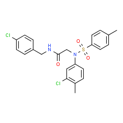 ChemSpider 2D Image | N-(4-Chlorobenzyl)-N~2~-(3-chloro-4-methylphenyl)-N~2~-[(4-methylphenyl)sulfonyl]glycinamide | C23H22Cl2N2O3S