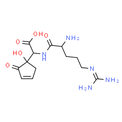 ChemSpider 2D Image | {[N~5~-(Diaminomethylene)ornithyl]amino}(1-hydroxy-2-oxo-3-cyclopenten-1-yl)acetic acid | C13H21N5O5