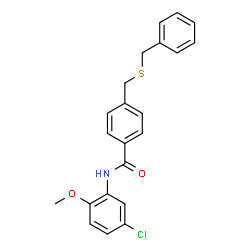 ChemSpider 2D Image | 4-[(Benzylsulfanyl)methyl]-N-(5-chloro-2-methoxyphenyl)benzamide | C22H20ClNO2S