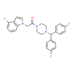 ChemSpider 2D Image | 1-{4-[Bis(4-fluorophenyl)methyl]-1-piperazinyl}-2-(4-chloro-1H-indol-1-yl)ethanone | C27H24ClF2N3O