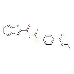 ChemSpider 2D Image | Ethyl 4-{[(1-benzofuran-2-ylcarbonyl)carbamothioyl]amino}benzoate | C19H16N2O4S