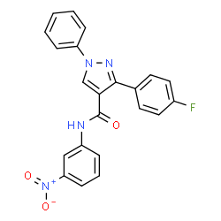 ChemSpider 2D Image | 3-(4-Fluorophenyl)-N-(3-nitrophenyl)-1-phenyl-1H-pyrazole-4-carboxamide | C22H15FN4O3