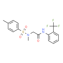 ChemSpider 2D Image | N~2~-Methyl-N~2~-[(4-methylphenyl)sulfonyl]-N-[2-(trifluoromethyl)phenyl]glycinamide | C17H17F3N2O3S
