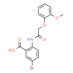 ChemSpider 2D Image | 5-Bromo-2-{[(2-methoxyphenoxy)acetyl]amino}benzoic acid | C16H14BrNO5