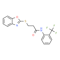 ChemSpider 2D Image | 3-(1,3-Benzoxazol-2-ylsulfanyl)-N-[2-(trifluoromethyl)phenyl]propanamide | C17H13F3N2O2S