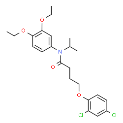 ChemSpider 2D Image | 4-(2,4-Dichlorophenoxy)-N-(3,4-diethoxyphenyl)-N-isopropylbutanamide | C23H29Cl2NO4