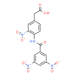 ChemSpider 2D Image | {4-[(3,5-Dinitrobenzoyl)amino]-3-nitrophenyl}acetic acid | C15H10N4O9