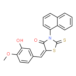 ChemSpider 2D Image | (5E)-5-(3-Hydroxy-4-methoxybenzylidene)-3-(1-naphthyl)-2-thioxo-1,3-thiazolidin-4-one | C21H15NO3S2