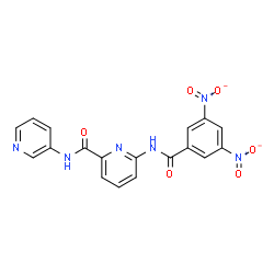ChemSpider 2D Image | 6-[(3,5-Dinitrobenzoyl)amino]-N-(3-pyridinyl)-2-pyridinecarboxamide | C18H12N6O6