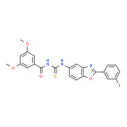 ChemSpider 2D Image | N-{[2-(3-Fluorophenyl)-1,3-benzoxazol-5-yl]carbamothioyl}-3,5-dimethoxybenzamide | C23H18FN3O4S