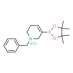 ChemSpider 2D Image | 1-Benzyl-5-(4,4,5,5-tetramethyl-1,3,2-dioxaborolan-2-yl)-1,2,3,6-tetrahydropyridine hydrochloride (1:1) | C18H27BClNO2