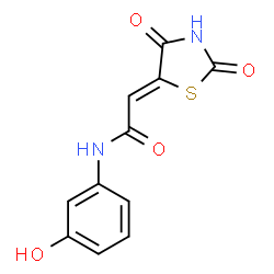 ChemSpider 2D Image | (2Z)-2-(2,4-Dioxo-1,3-thiazolidin-5-ylidene)-N-(3-hydroxyphenyl)acetamide | C11H8N2O4S