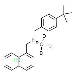 ChemSpider 2D Image | N-(~13~C,~2~H_3_)Methyl-1-[4-(2-methyl-2-propanyl)phenyl]-N-(1-naphthylmethyl)methanamine hydrochloride (1:1) | C2213CH25D3ClN