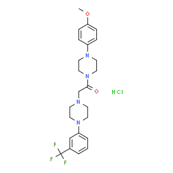 ChemSpider 2D Image | 1-[4-(4-Methoxyphenyl)-1-piperazinyl]-2-{4-[3-(trifluoromethyl)phenyl]-1-piperazinyl}ethanone hydrochloride (1:1) | C24H30ClF3N4O2