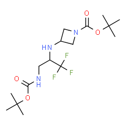 ChemSpider 2D Image | 2-Methyl-2-propanyl 3-{[1,1,1-trifluoro-3-({[(2-methyl-2-propanyl)oxy]carbonyl}amino)-2-propanyl]amino}-1-azetidinecarboxylate | C16H28F3N3O4