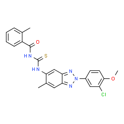 ChemSpider 2D Image | 3-[2-(3-chloro-4-methoxyphenyl)-6-methyl-1,2,3-benzotriazol-5-yl]-1-(2-methylbenzoyl)thiourea | C23H20ClN5O2S