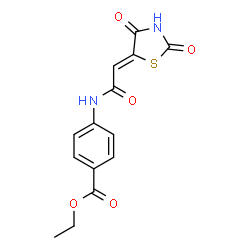 ChemSpider 2D Image | Ethyl 4-{[(2Z)-2-(2,4-dioxo-1,3-thiazolidin-5-ylidene)acetyl]amino}benzoate | C14H12N2O5S