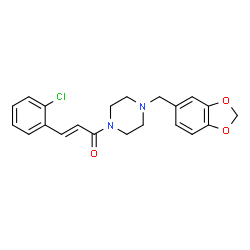 ChemSpider 2D Image | (2E)-1-[4-(1,3-Benzodioxol-5-ylmethyl)-1-piperazinyl]-3-(2-chlorophenyl)-2-propen-1-one | C21H21ClN2O3