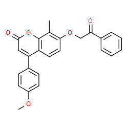 ChemSpider 2D Image | 4-(4-Methoxyphenyl)-8-methyl-7-(2-oxo-2-phenylethoxy)-2H-chromen-2-one | C25H20O5