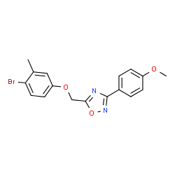 ChemSpider 2D Image | 5-[(4-Bromo-3-methylphenoxy)methyl]-3-(4-methoxyphenyl)-1,2,4-oxadiazole | C17H15BrN2O3