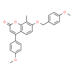 ChemSpider 2D Image | 7-[(4-Methoxybenzyl)oxy]-4-(4-methoxyphenyl)-8-methyl-2H-chromen-2-one | C25H22O5