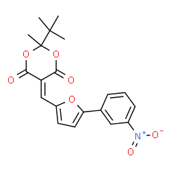 ChemSpider 2D Image | 2-tert-Butyl-2-methyl-5-{[5-(3-nitrophenyl)-2-furyl]methylene}-1,3-dioxane-4,6-dione | C20H19NO7