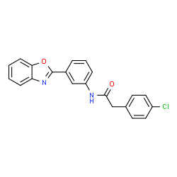 ChemSpider 2D Image | N-[3-(1,3-Benzoxazol-2-yl)phenyl]-2-(4-chlorophenyl)acetamide | C21H15ClN2O2