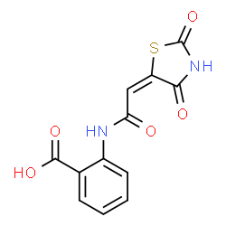 ChemSpider 2D Image | 2-{[(2E)-2-(2,4-Dioxo-1,3-thiazolidin-5-ylidene)acetyl]amino}benzoic acid | C12H8N2O5S