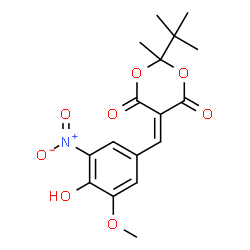 ChemSpider 2D Image | 5-(4-Hydroxy-3-methoxy-5-nitrobenzylidene)-2-methyl-2-(2-methyl-2-propanyl)-1,3-dioxane-4,6-dione | C17H19NO8