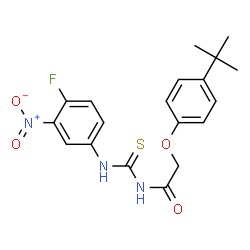 ChemSpider 2D Image | N-[(4-Fluoro-3-nitrophenyl)carbamothioyl]-2-[4-(2-methyl-2-propanyl)phenoxy]acetamide | C19H20FN3O4S