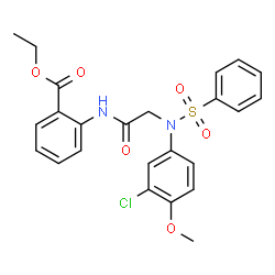 ChemSpider 2D Image | Ethyl 2-{[N-(3-chloro-4-methoxyphenyl)-N-(phenylsulfonyl)glycyl]amino}benzoate | C24H23ClN2O6S
