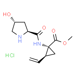 ChemSpider 2D Image | Methyl (1R,2S)-1-{[(4R)-4-hydroxy-L-prolyl]amino}-2-vinylcyclopropanecarboxylate hydrochloride (1:1) | C12H19ClN2O4