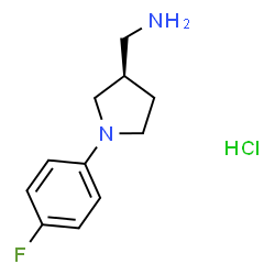 ChemSpider 2D Image | 1-[(3R)-1-(4-Fluorophenyl)-3-pyrrolidinyl]methanamine hydrochloride (1:1) | C11H16ClFN2