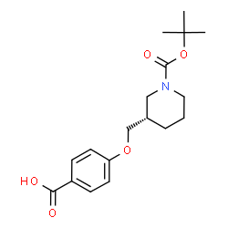 ChemSpider 2D Image | 4-{[(3S)-1-{[(2-Methyl-2-propanyl)oxy]carbonyl}-3-piperidinyl]methoxy}benzoic acid | C18H25NO5