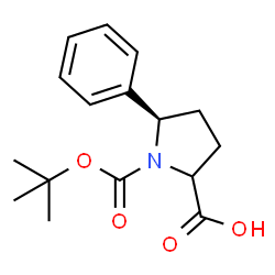 ChemSpider 2D Image | (5R)-1-{[(2-Methyl-2-propanyl)oxy]carbonyl}-5-phenylproline | C16H21NO4