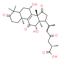 ChemSpider 2D Image | (5xi,7beta,12beta,17xi,20E,25S)-7,12-Dihydroxy-3,11,15,23-tetraoxolanosta-8,20(22)-dien-26-oic acid | C30H40O8