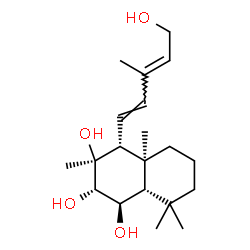 ChemSpider 2D Image | (1R,2S,3S,4R,4aS,8aS)-4-[(1E,3E)-5-Hydroxy-3-methyl-1,3-pentadien-1-yl]-3,4a,8,8-tetramethyldecahydro-1,2,3-naphthalenetriol | C20H34O4