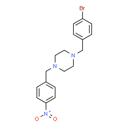 ChemSpider 2D Image | 1-(4-Bromobenzyl)-4-(4-nitrobenzyl)piperazine | C18H20BrN3O2