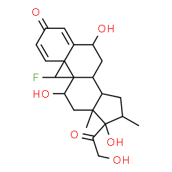 ChemSpider 2D Image | 9-Fluoro-6,11,17,21-tetrahydroxy-16-methylpregna-1,4-diene-3,20-dione | C22H29FO6